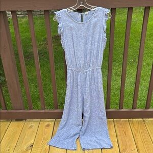 Old Navy Blue Ruffle wide leg cropped Jumpsuit